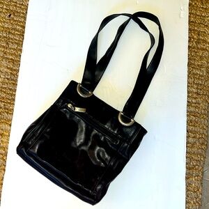 Black genuine leather handbag vintage Worthington w/silver hardware shoulder bag